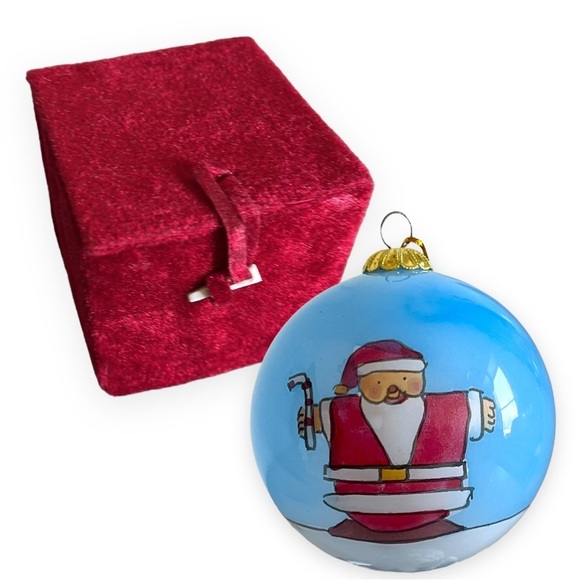 Santa Claus Reverse Hand Painted Glass Ornament Vintage Bulb by Greenbrier Int'l - Picture 1 of 10